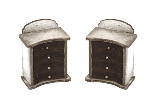 1:48th Pair of Bow Fronted Chest of Drawers 