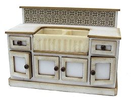 1:24th Double Sink Cabinet with opening cupboards & false draws.