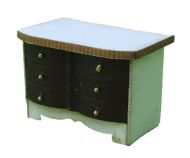 1:48th Shabby Chic Fluted Chest of Drawers