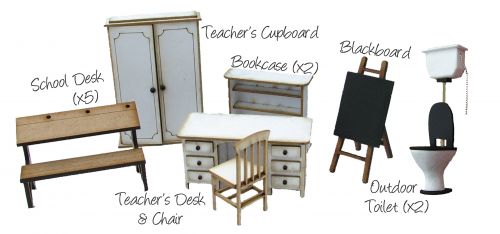 1:24th Little Acorns School Furniture Pack 