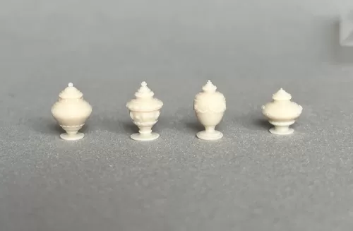3D 1:48th Set of 4 Small Lidded Urns